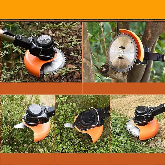 Draadloze grasmaaier met 21V-accu (4,0 Ah) - Handgrasmaaier - Elektrische trimmer - Klein multifunctioneel - Telescopisch - 125 cm - 4000 mAh - Oranje — afbeelding 2