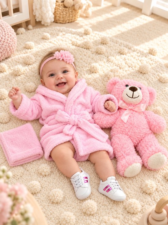 Groot kraamcadeau - teddybeer 50 cm - babybadjas - 2 maten - babysneakers - kan ook rechtstreeks als cadeau worden verstuurd van Funnies. — afbeelding 2