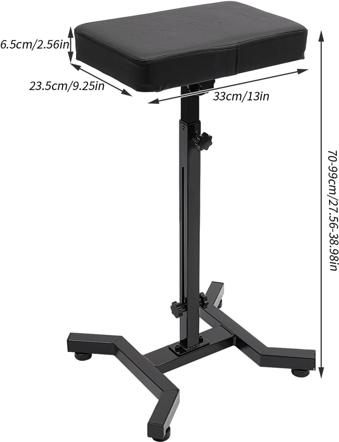 Zachte Armleuning Tattoo-Standaard - 340 Graden Draaibaar - Hoogte Verstelbaar 70-99 cm - Sponsbekleding - IJzer - Zwart - Tatoeagesteun