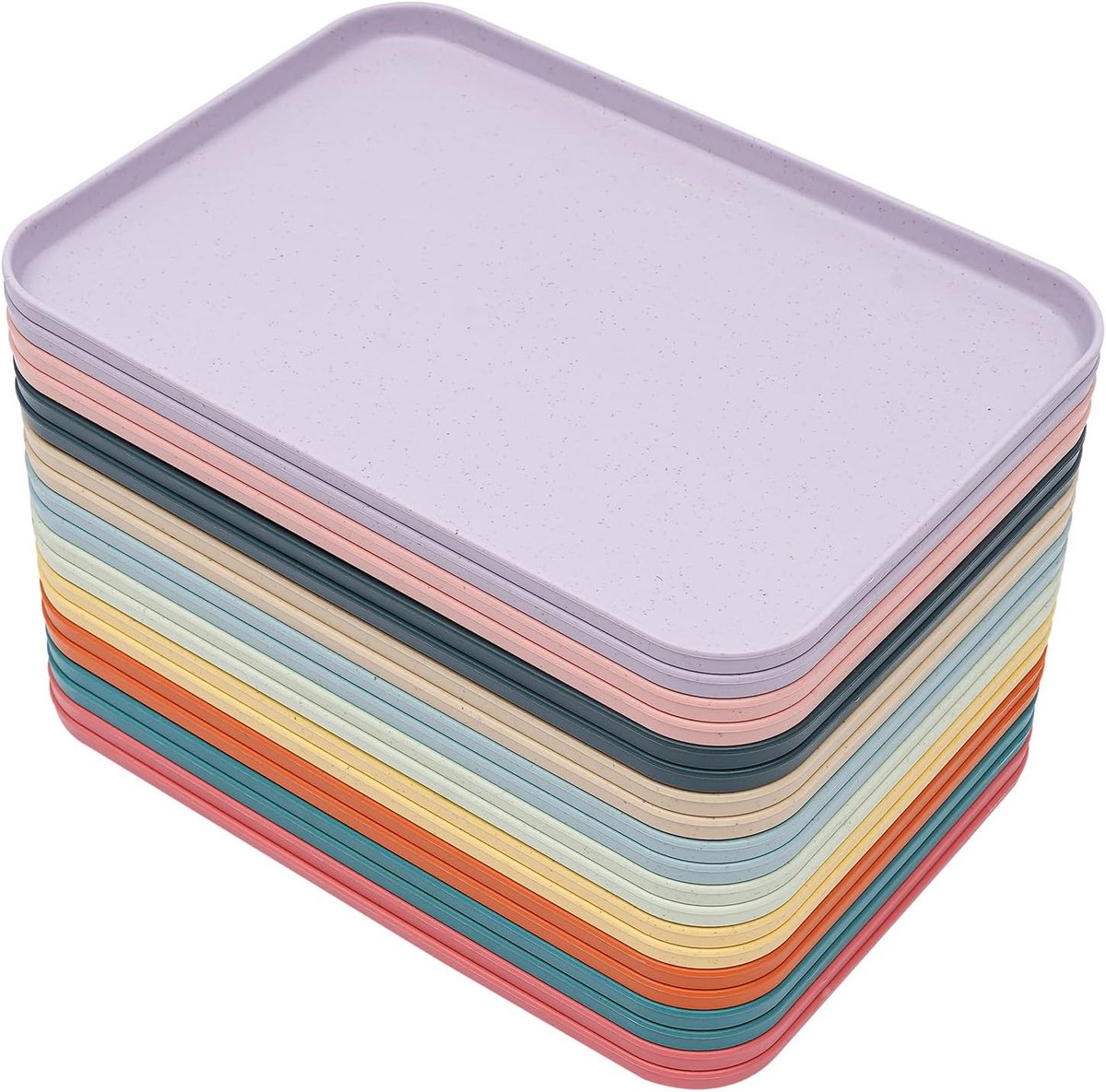 20 stuks dienblad, kunststof dienblad, kleurrijk, 10 kleuren, antislip, kunststof, voedselschaal, serveerborden, keuken, herbruikbaar, rechthoekig dienblad voor feest, keuken, eetkamer, café