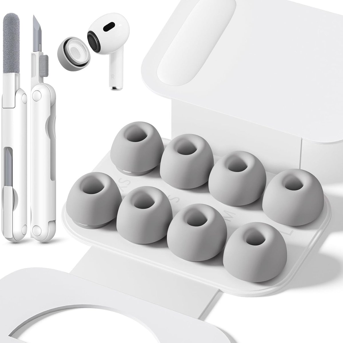 Replacement Ear Tips for AirPods Pro 1/2, 4 Size-Grey