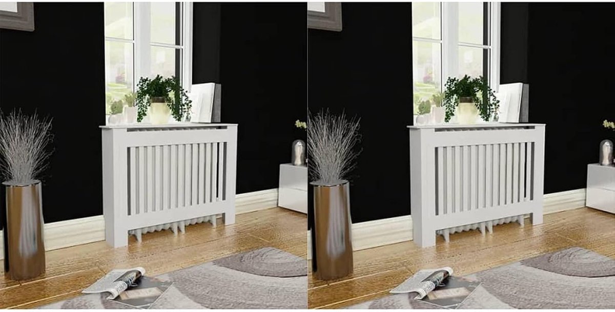 MDF Radiatorafdekking Radiatorkast voor Kantoor Hal Woonkamer Slaapkamer 2 Stuks Wit 112 cm