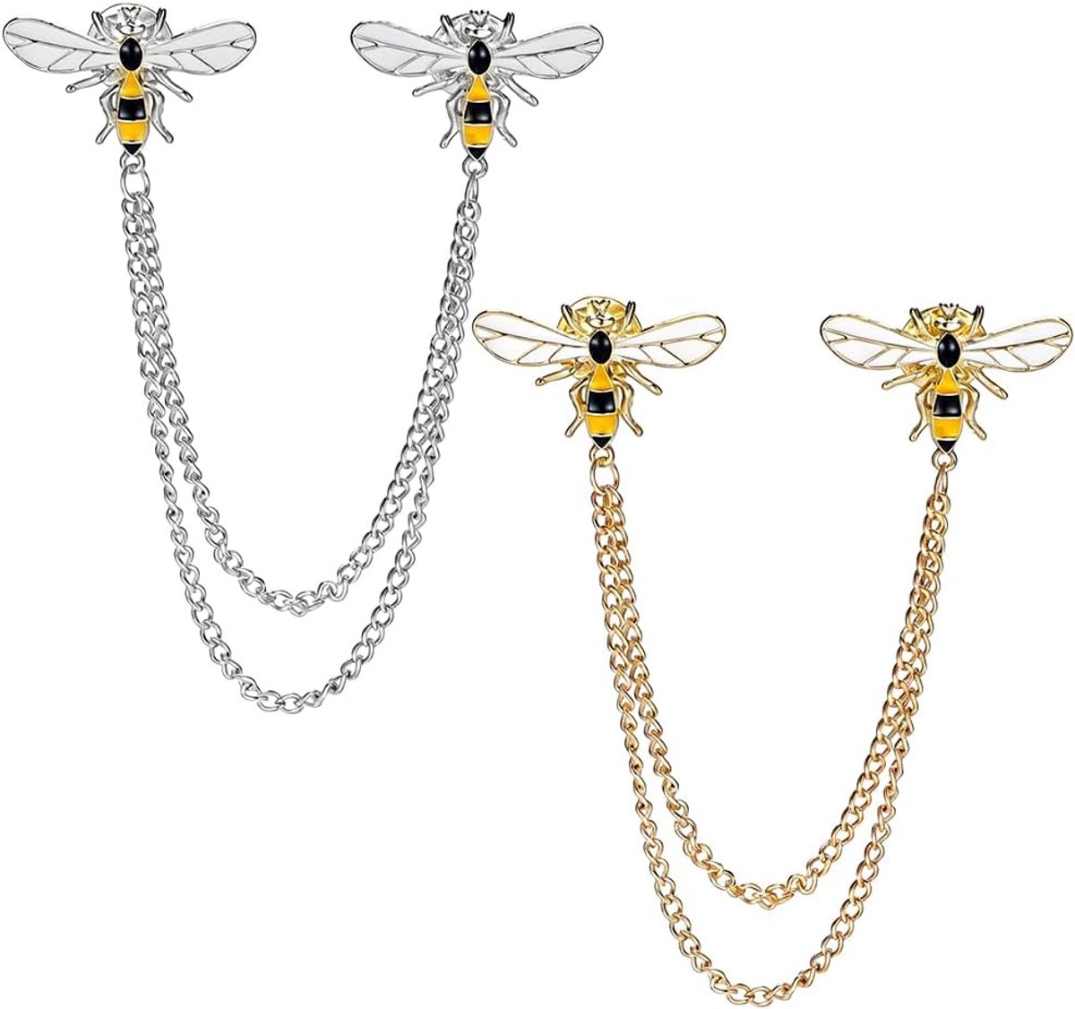 4 stuks vintage bijenbroche honing 2 kleuren broche bij ketting met kwastje schattige bij met kwastje hangende ketting dier insecten