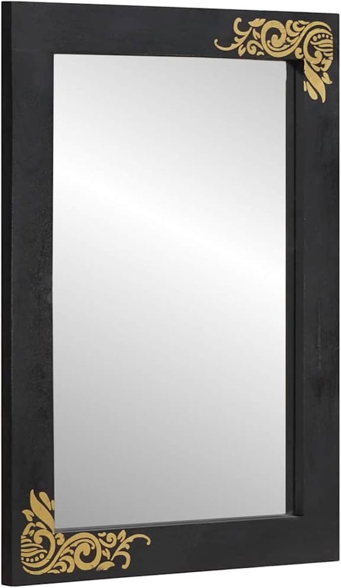 Badkamerspiegel zwart en zilver, 70 x 50 x 2,5 cm, wandspiegel, moderne decoratieve spiegel voor badkamer, slaapkamer, hal, appartement, hotel4018839