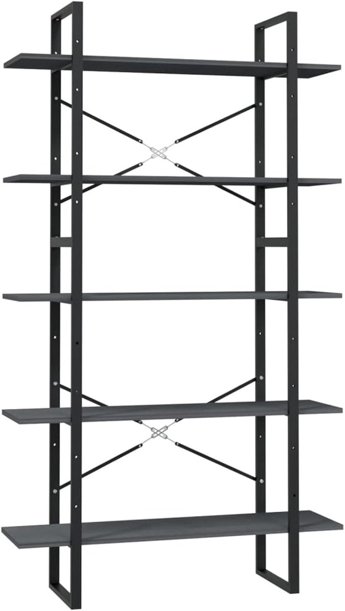 Grenenhout boekenkast 2 vakken industriële stijl staand rek wandrek kantoorrek archiefkast plank multifunctioneel rek grijs afmetingen (hoog): 100 x 30 x 105 cm (B x D x H)