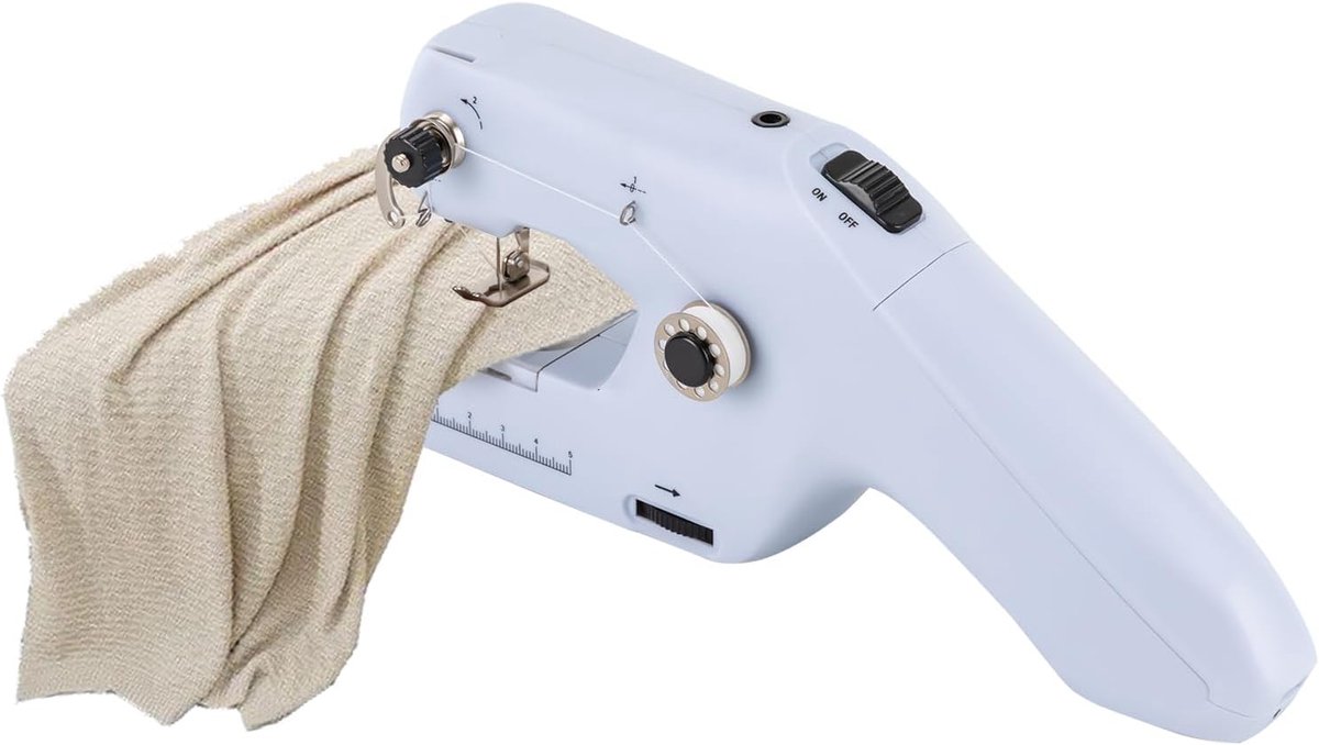 100-240 V mini-handnaaimachine, draagbare naaimachine, 24,2 x 6,02 x 10,3 cm, kleine elektrische handnaaimachine, geschikt voor beginners en professionals voor noodgevallen thuis en op reis (wit)