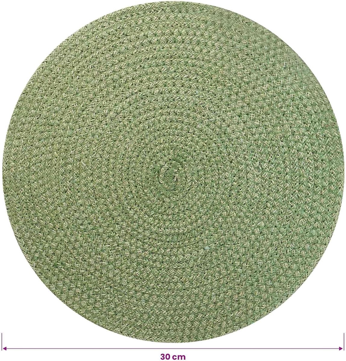 Onderzetters 6 stuks olijfgroen Ø 30 cm 100% Tossa jute vochtabsorberend betere knoopbeveiliging DIY beschikbaar voor thuis evenementen of horeca