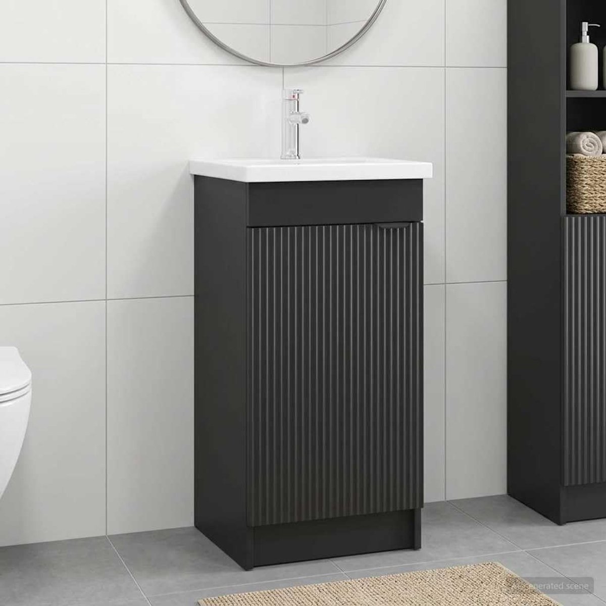 Badkamerkast met wastafel zwart 42 x 40 x 84,5 cm houtmateriaal