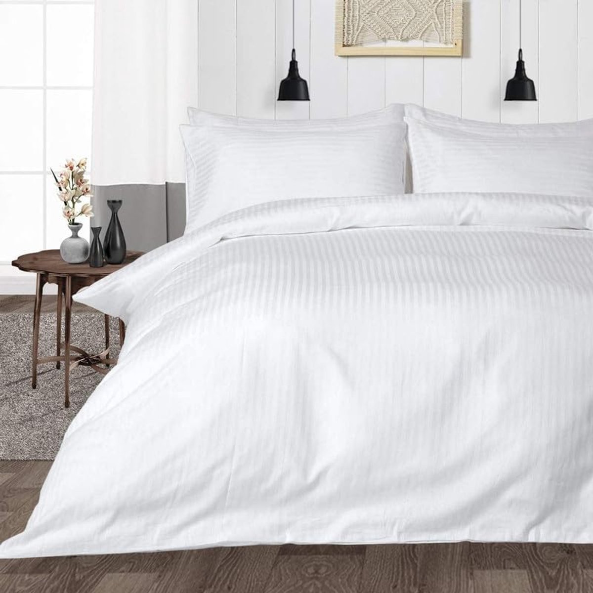 Dekbedovertreksets kingsize bed (220 cm x 225 cm) Comfortabel 1 dekbedovertrek en 2 kussenslopen - 100% Egyptisch katoen met 300-draadtelling - dekbedovertrek met ritssluiting - witte