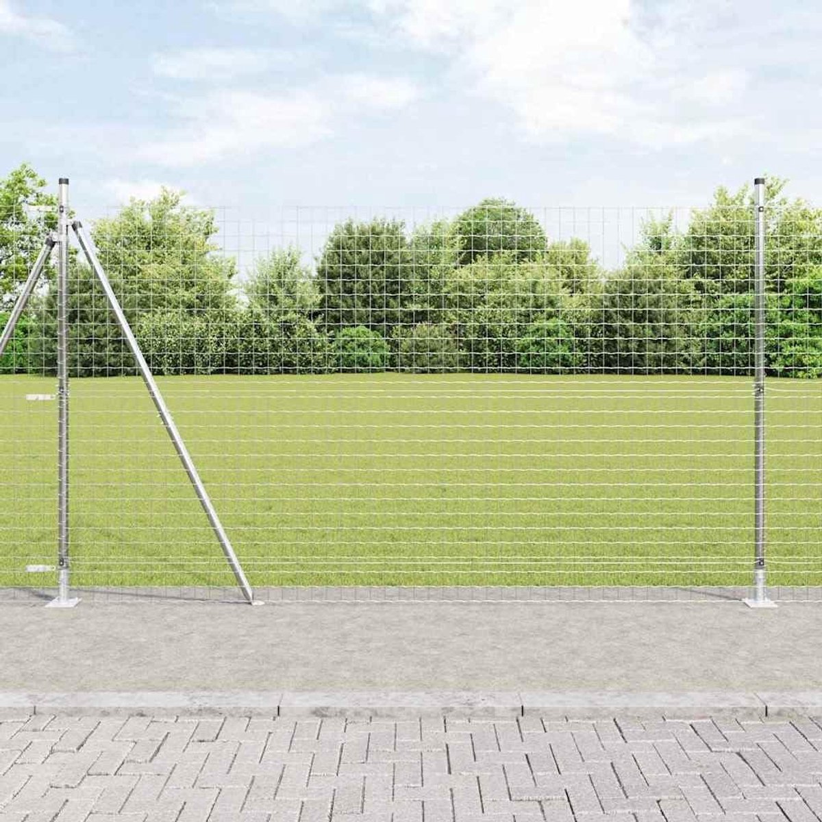 Palen set 13-delig. 170 cm om in beton te leggen, tuinpalen van gepoedercoat staal, duurzame omheining voor tuin en terras, zilver