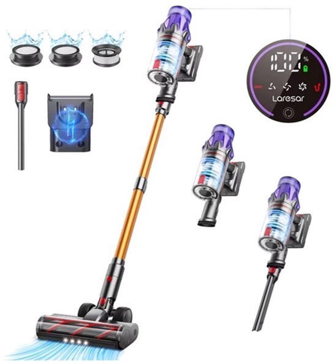 Draadloze Handstofzuiger 500 W - 50 kPa Zuigkracht - 4.5 kg Gewicht - Handheld Stofzuiger - Verwijderbare Batterij - Huishoudelijk Gebruik
