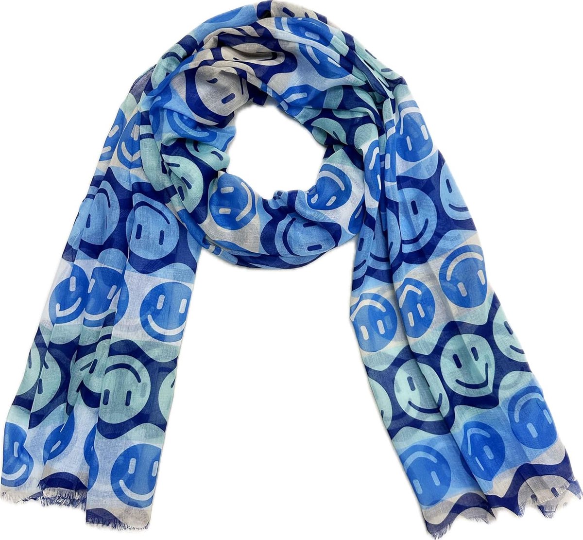Sjaal van zijdemix met smile patroon doek zomer lente herfst halsdoek stola doek overgangssjaal zijde zijde gezicht gezicht