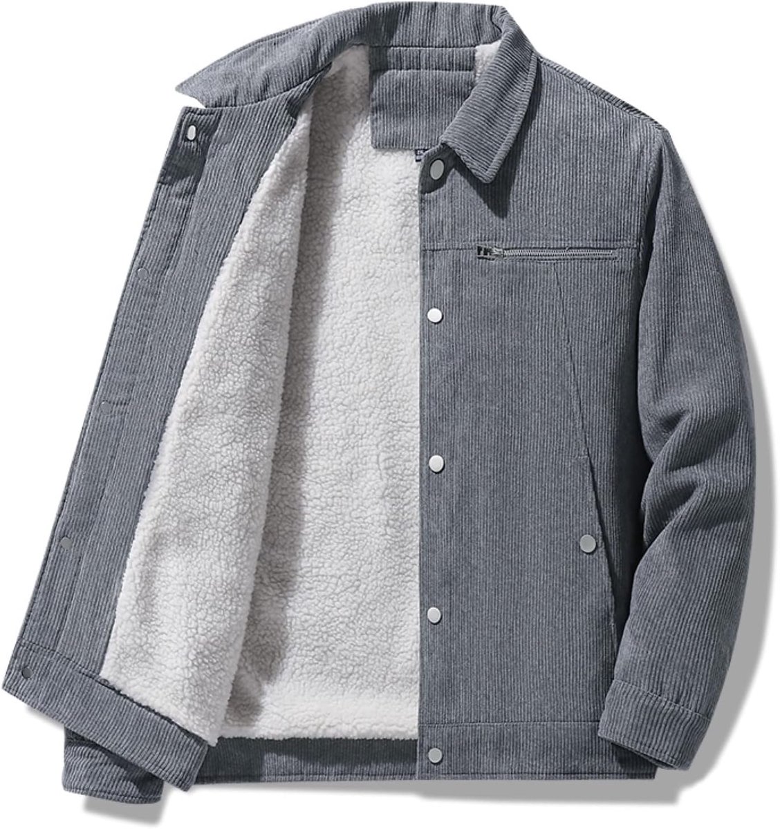 Slim fit corduroy denim jas casual opstaande kraag knoop naar beneden fleece gevoerd truckerjack