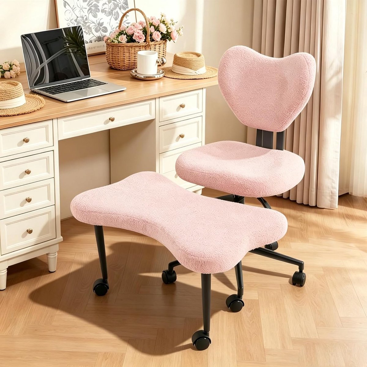 Kruistoel, ergonomische stoel met gekruiste poten, multifunctionele meditatiestoel met 7 wielen, belastbaarheid 150 kg, voor yogastudio's, kantoren, slaapkamer, woonkamer enz
