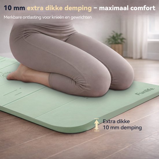 FunLife Sage Flow 7-Delige Opvouwbare Yogamat 190 × 66 cm – 10 mm Dik – Fitnessmat voor Yoga, Pilates en Stretching – Saliegroen — afbeelding 5
