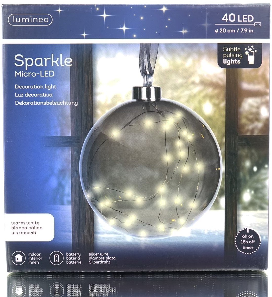 Kaemingk micro-LED bal antraciet Ø 20 cm 40 lampjes warm wit