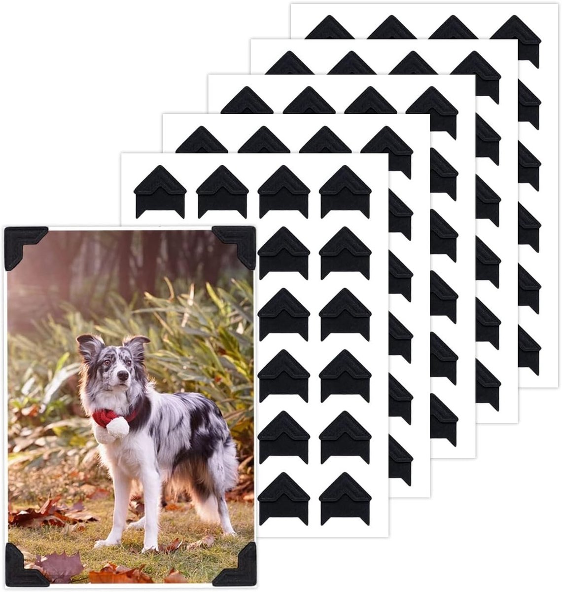 Zelfklevende Fotohoeken - 120 Stuks Papieren Stickers voor DIY Fotoalbums, Scrapbooks en Journals (Zwart)