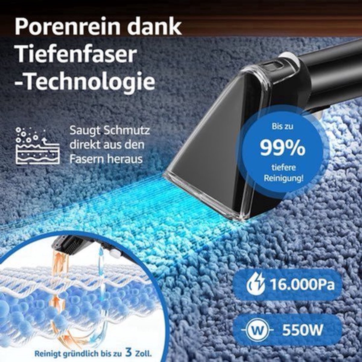 Draagbare Tapijtreiniger - Wit - 550 W - 1.9L Schoonwatertank - Voor Tapijt En Bekleding