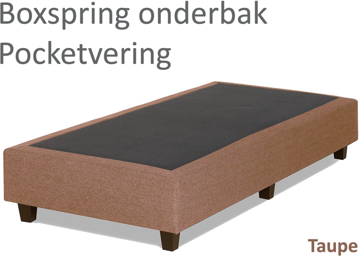 Boxspring.nl Boxspringonderbak Pocketvering, 80 x 210cm, Taupe | Losse boxspring | Boxspring bedbodem | Boxspring onderstel | Pocketboxspring | Boxspring zonder matras