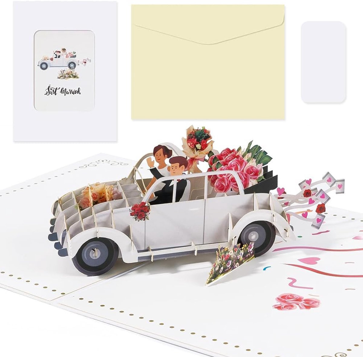 3D Bruiloft Kaart Pop Up Trouwkaarten voor Bruid en Bruidegom Net Getrouwd Kaart Bruiloften Gefeliciteerd Cash Giftcard voor Bruiloften Verjaardag Engagement Kaarten voor Koppels