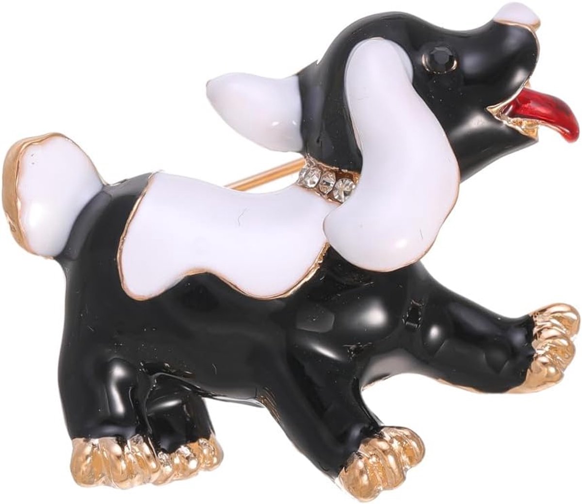 Emaille Hond Broche Kristal Zinklegering Dieren Spelden voor Vrouwen Jassen Pakken Jurk