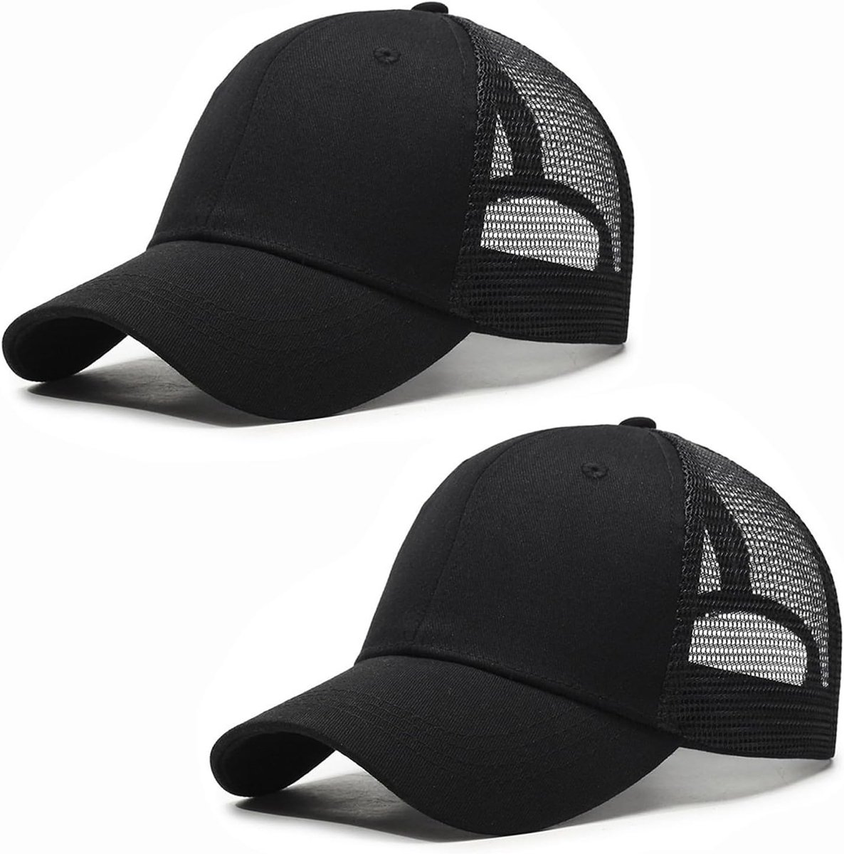 2 stuks ademende baseballpet voor heren en dames, zomer, katoen, zonnebescherming, baseballpet, truckerpet, verstelbaar, outdoor, zonnehoed
