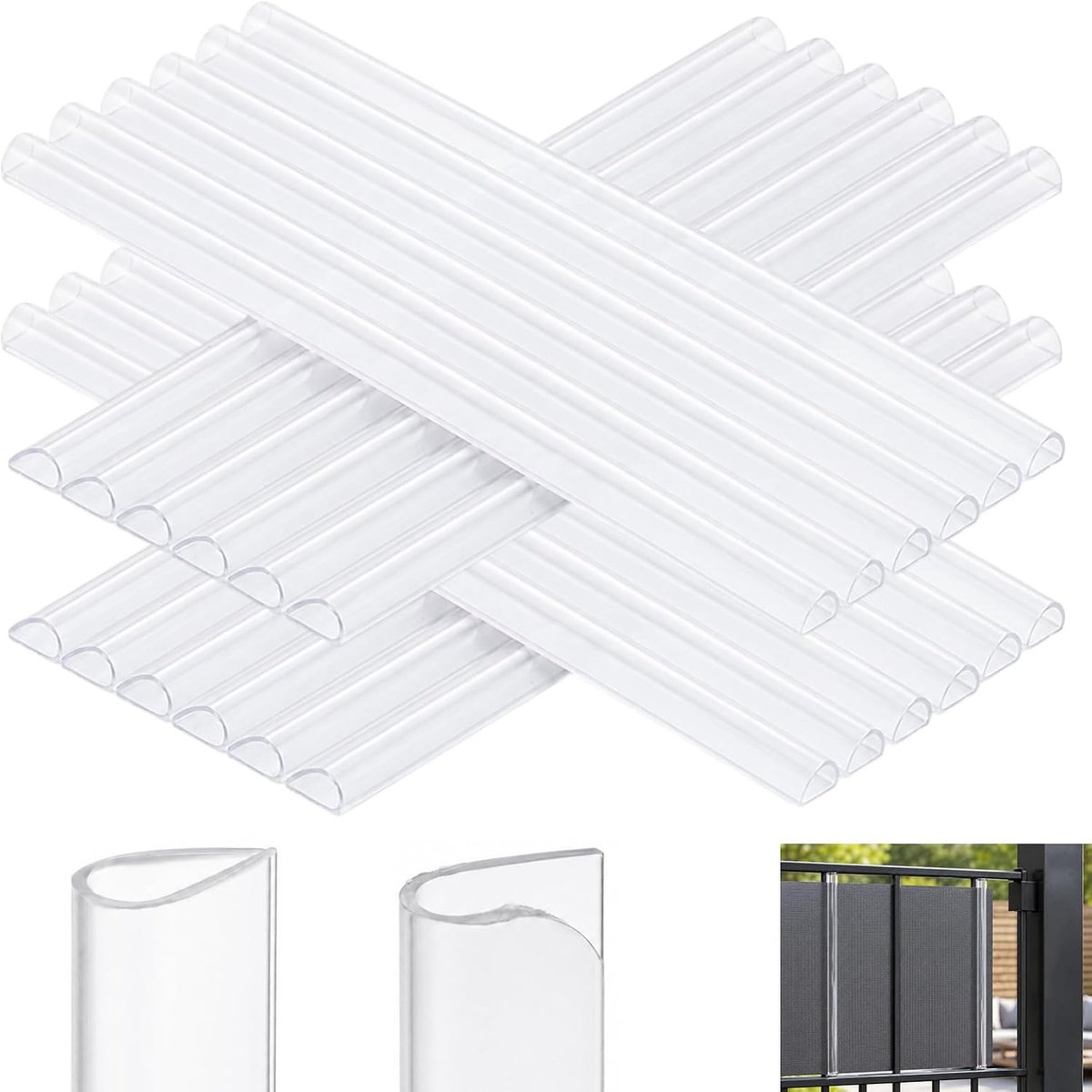 100 stuks transparante bevestigingsclips, klemrails voor pvc-privacyfolie, klemrails voor zichtwerende strips, bevestigingsclips