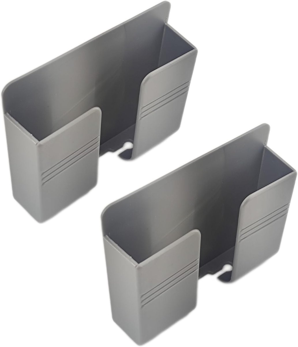 Set van 2 telefoonhouders voor zelfklevende wandmontage, mobiele telefoon wandhouder voor oplader, wandhouder mobiele telefoon met kabeldoorvoer, ruimtebesparende telefoonhouder muur in grijs