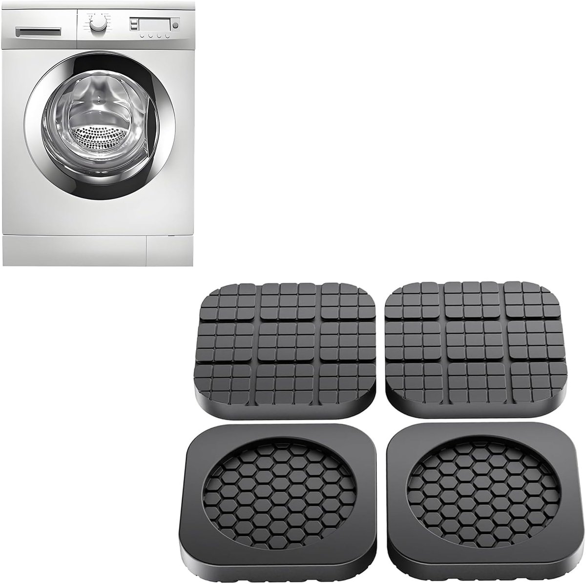 4 stuks anti-trillingsmat wasmachine, antislipmat, wasmachine, universeel, geluidsarm, anti-trillingsmat (4)