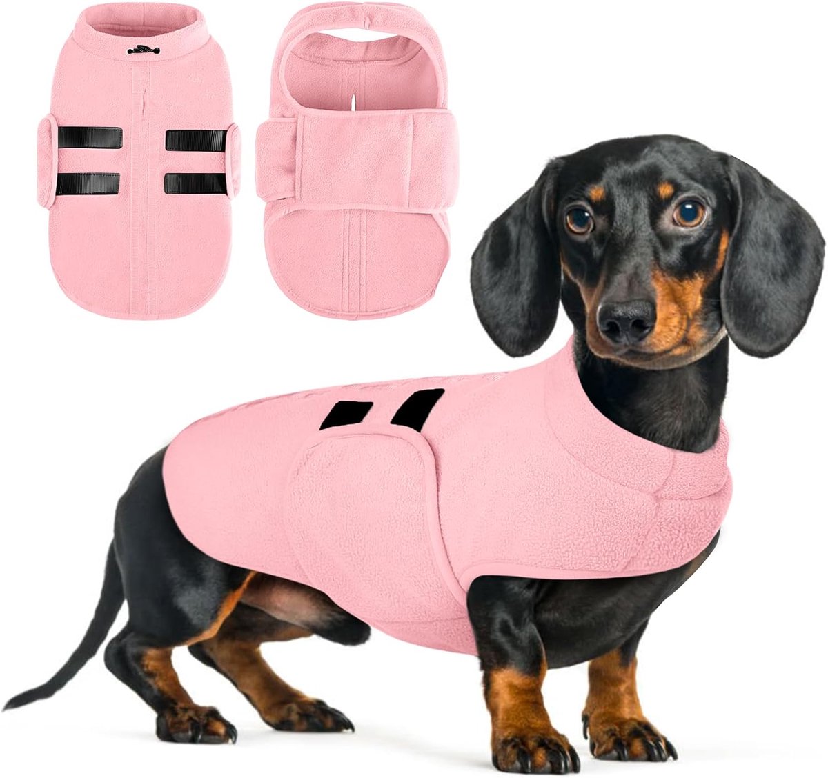 Honden fleece pullover hondenjas winter, klein, zachtroze, XS