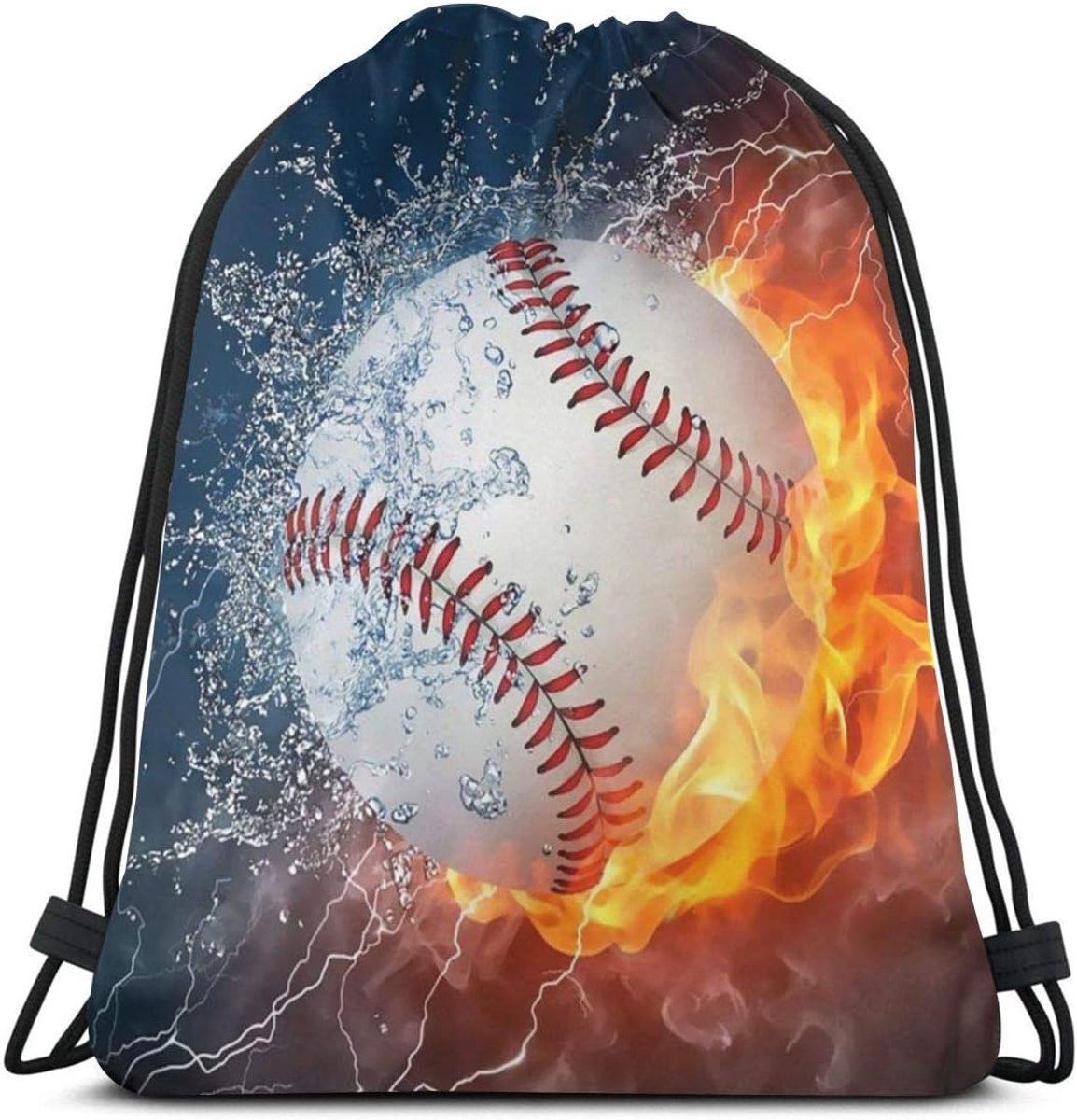 Patroon Fire Baseball Waterdichte Gym Trekkoord Tas, Sport Rugzak String Tassen Geschenken voor Vrouwen MeCool Patroon, Zwart, Eén maat