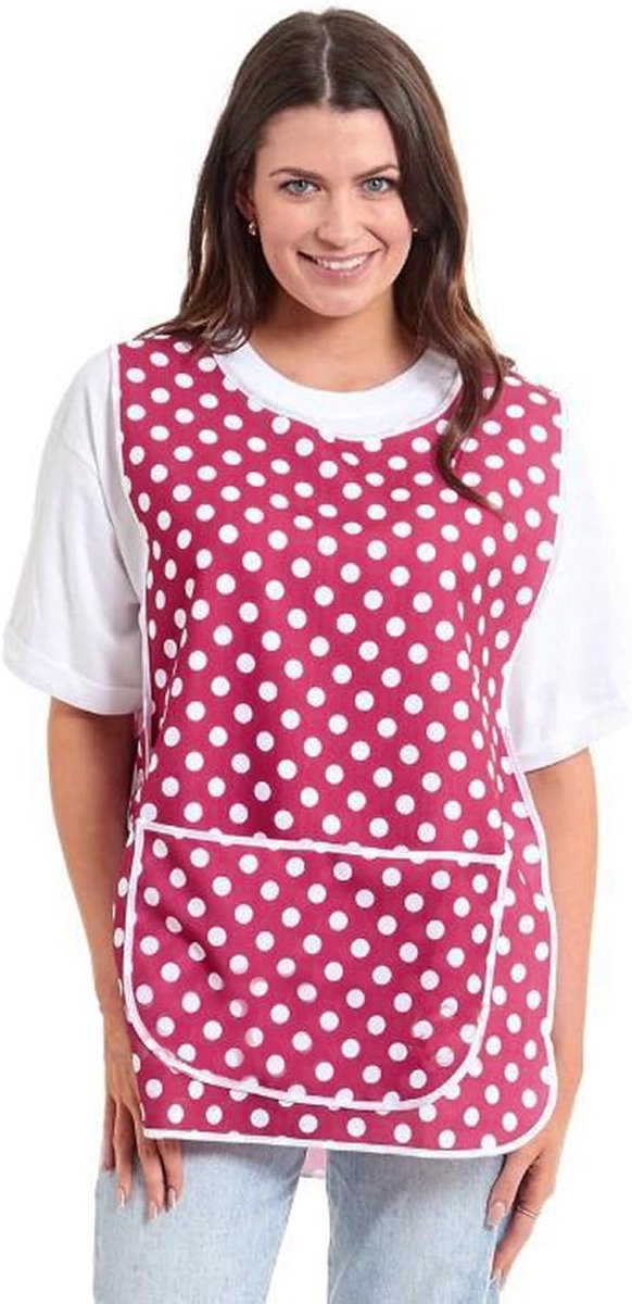 Polka dot ontwerp met biezen tabard schort overall voorvak stijlvolle tabellen voor vrouwen casual schorten voor vrouwen te gebruiken in huis keuken restaurants coffeeshops UK Made