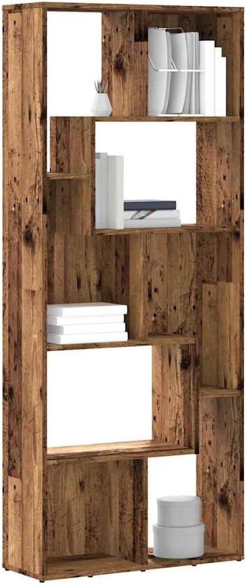 Boekenkast oud houtlook 67x24x161 cm houtmateriaal staand rek