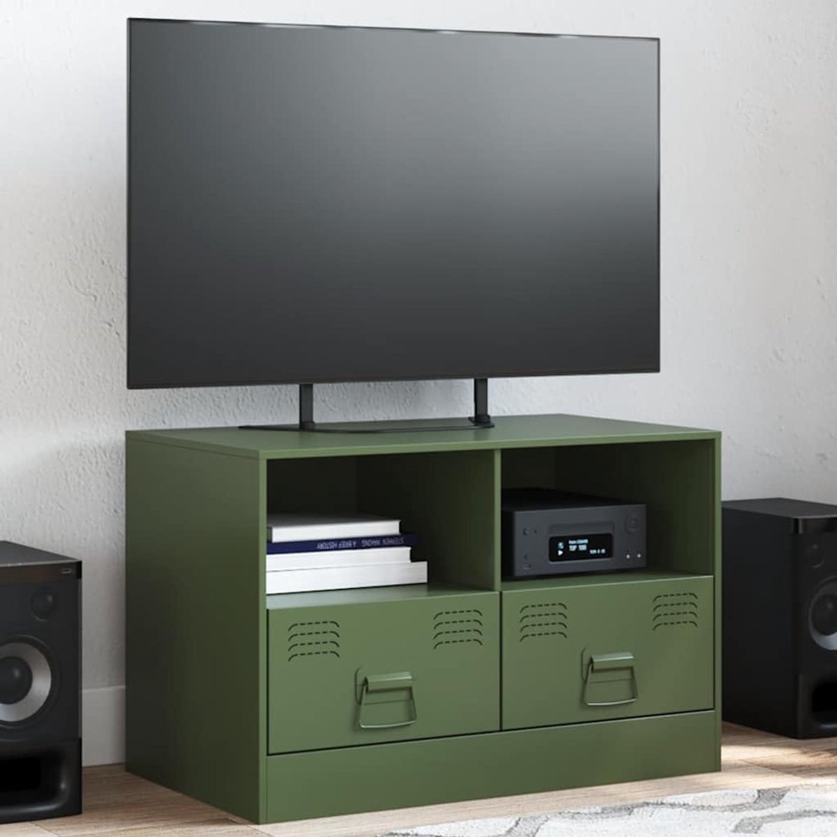 Centra & TV Stands,TV-meubel Olijfgroen 67x39x44 cm Staal
