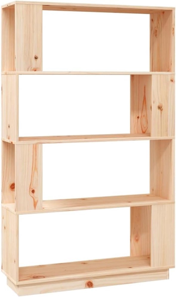 Rek voor woonkamer, boekenopslag, kantoor, boekenkast, ruimteverdeler, 80 x 25 x 132 cm, massief grenenhout, voor boeken, woonkamer, werkkamer, kantoor