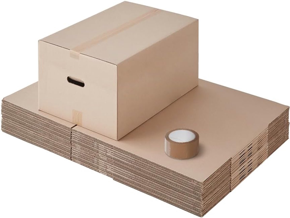 And Move - Set van 20 tweedehands verhuisdozen - 57 x 39 x 34 cm - Hergebruikte dozen - Tweede leven - 1 kleefstof