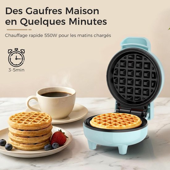 YASHE mini-wafelijzer - 10 cm - 550 W - antiaanbak - blauw van YASHE® — afbeelding 5