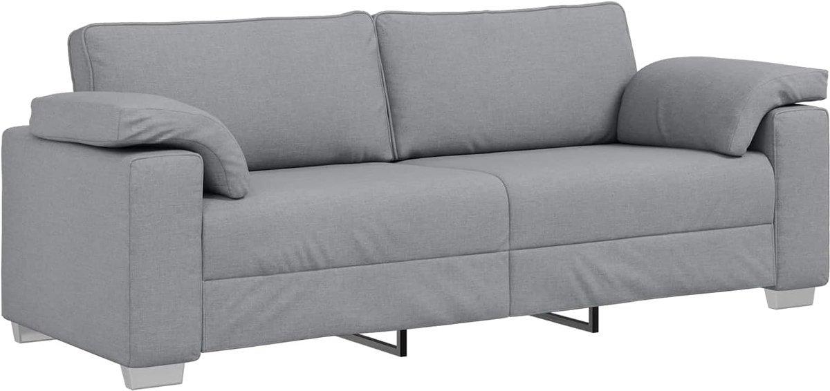 Bank lichtgrijs 219 x 80 x 82 cm, stoffen bank met brede armleuningen voor woonkamer en gezellige sfeer