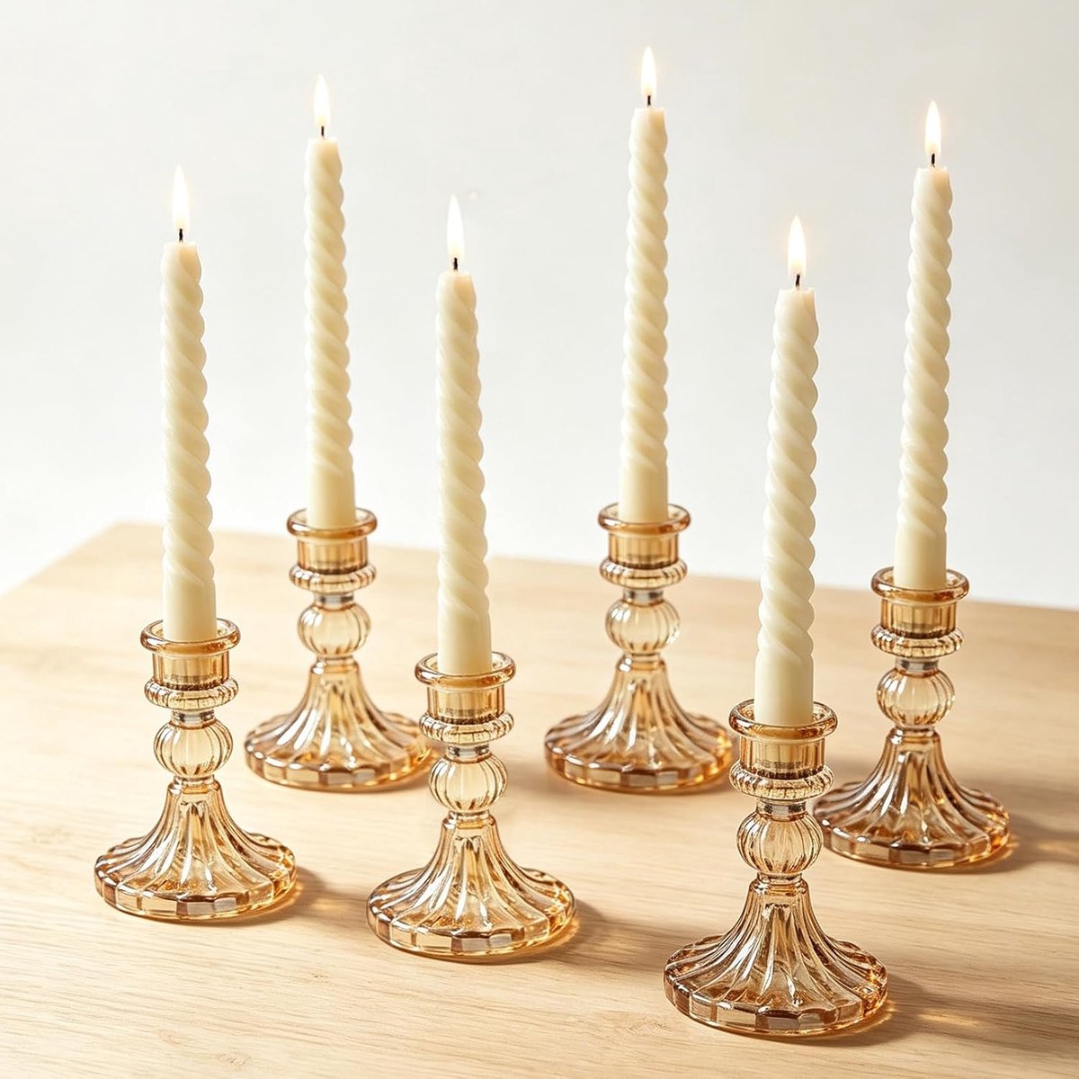 6 stuks kandelaars glas, gouden kandelaars voor kandelaar, 10 cm hoog