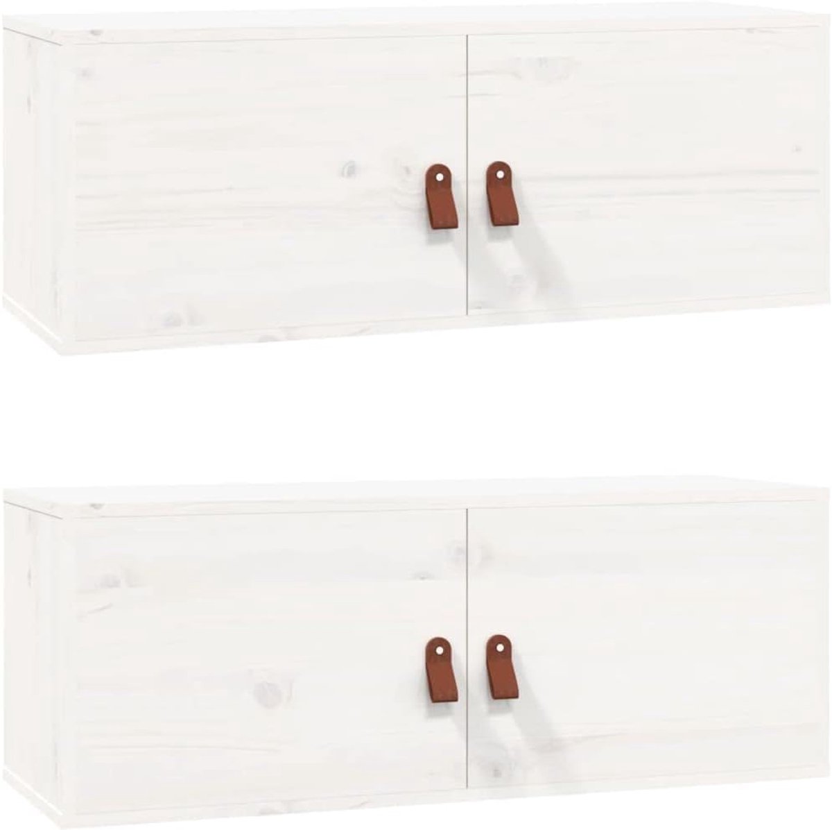 Wandkasten van massief grenenhout, 2 stuks, 80 x 30 x 30 cm