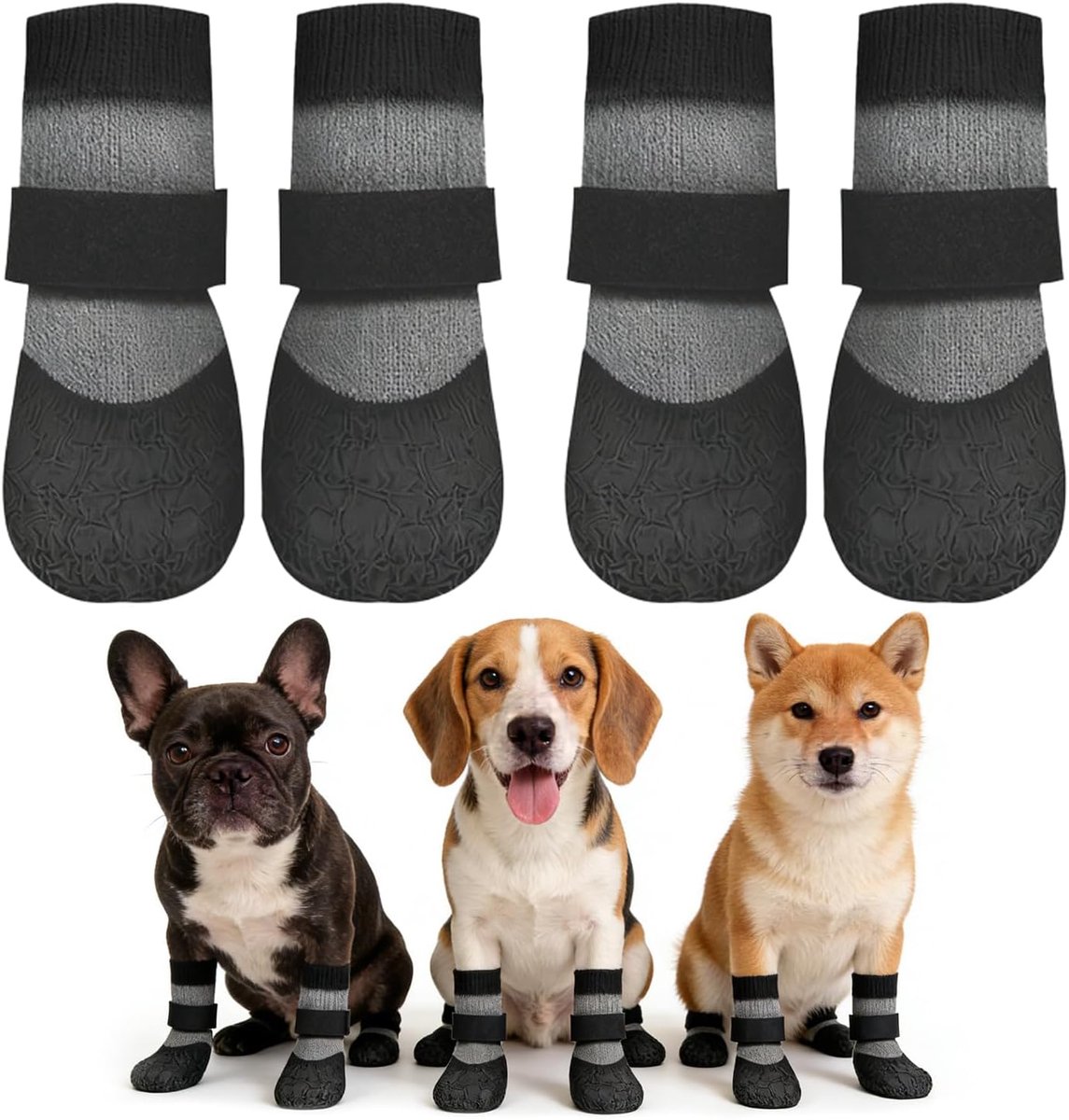 Schoenen XL, Set van 4 Potenbescherming Outdoor, Breedte 6,8 cm, voor Honden 8,5-19,5 kg, Antislipzool met Grip
