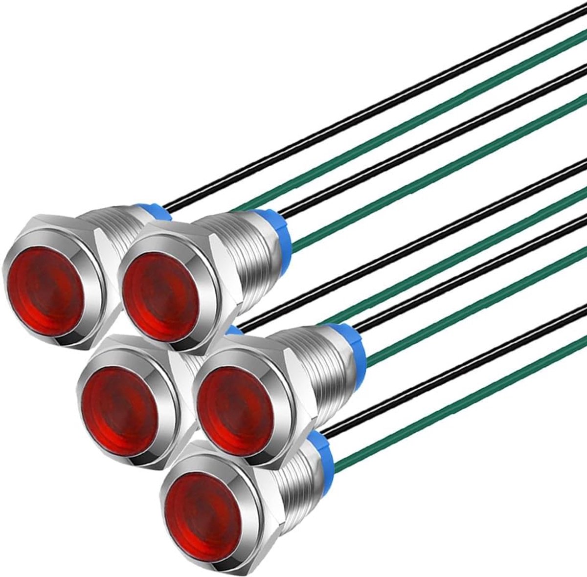 LED Indicatorlamp 10mm - Metaal - Waterdicht - Rood - Inclusief draad