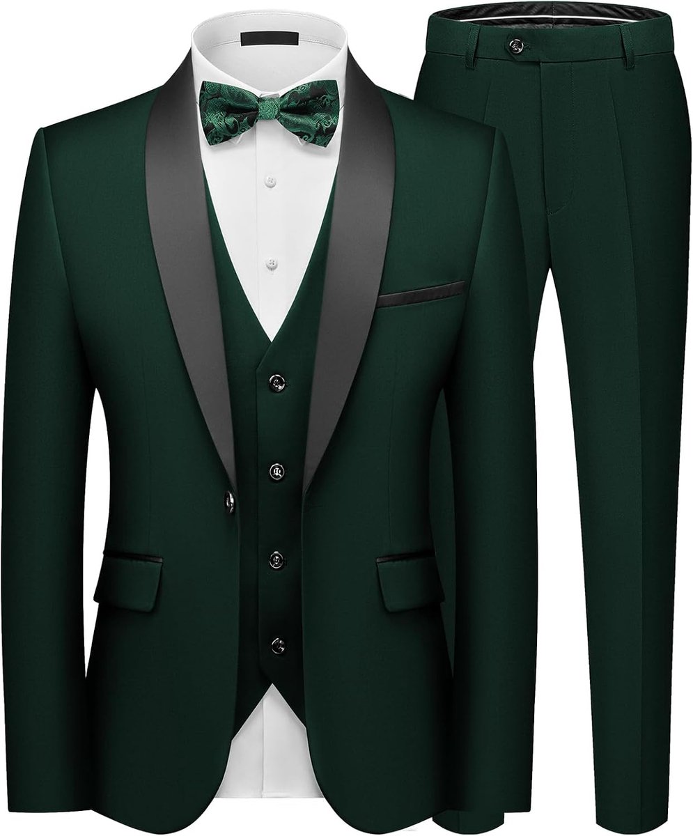 Pakken, 3-delig, slim fit, smokingpak, sjaal, revers, enkele rij knopen, blazer, vest, broek, bruiloft set