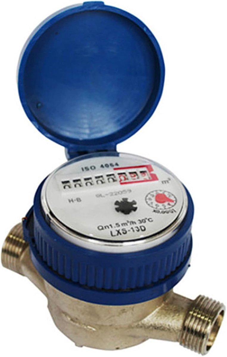 Watermeter 15mm - 1/2 Inch - Inclusief montagemateriaal - Met beschermkap - Voor huishoudelijk gebruik