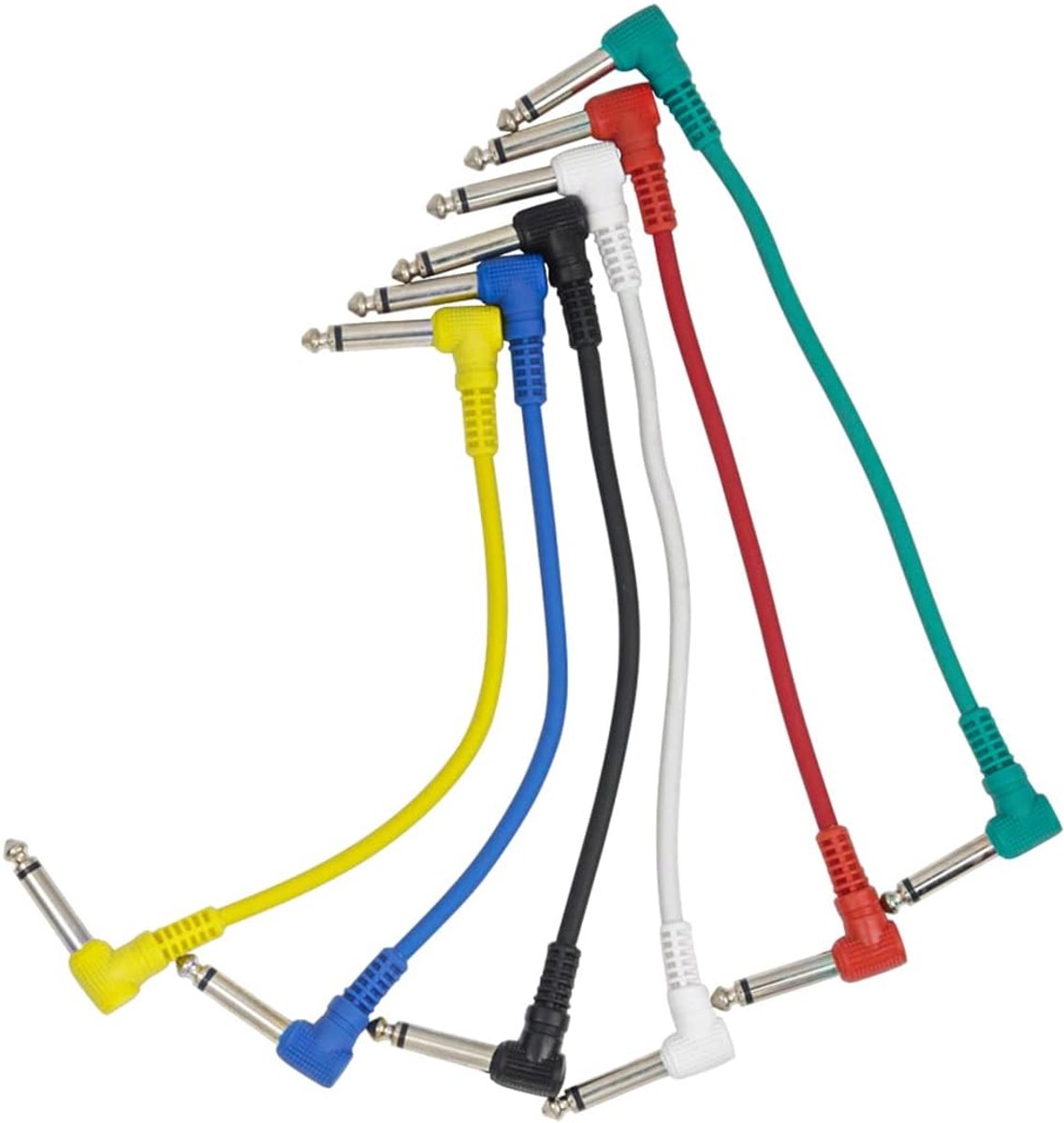 Guitar kabels 6 Inch - 6 Stuks - Kleurig - 1/4 Inch - Rechtse hoek