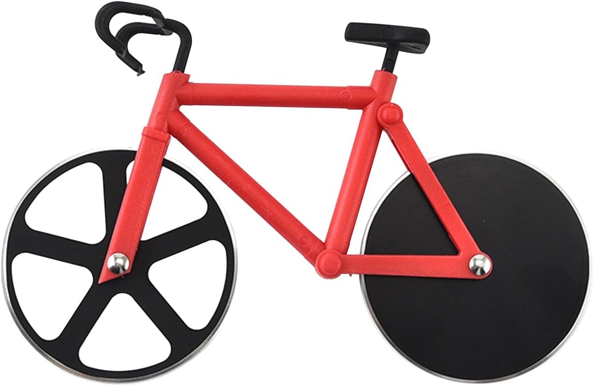 Pizza Schneider Antiaanbaklaag Pizza Accessoires Pizza Accessoires Pizza Cutter Grappig Machinewasbaar Creatief Cadeau Geschikt voor pannenkoeken Gebak etc (Rode fiets)