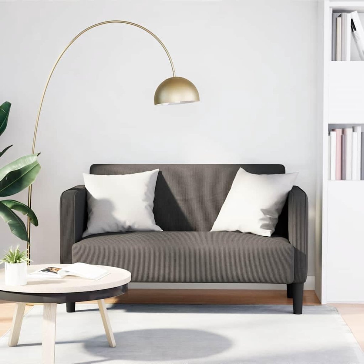 Lichtgrijs, 109 cm, corduroy met schuimrubberen veer-combinatie voor comfort en stabiliteit, robuust frame van multiplex, zacht duurzaam textiel,