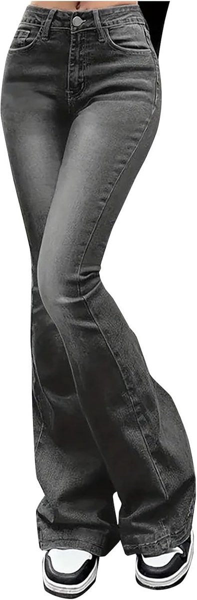 Jeans zomer trend stijl meisjes tieners vrouwen hoge taille skinny stretch jeans met elastiek buikweg buikweg lichtblauw azure stretch materiaal modieus vintage mode A40