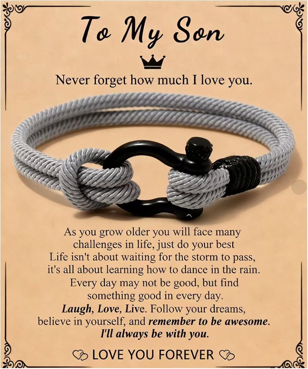 Garçon Adolescent Tissé Main Noir, Cadeau d'Anniversaire Fils 12/13/16/18 Ans avec Kaarten Always Remember