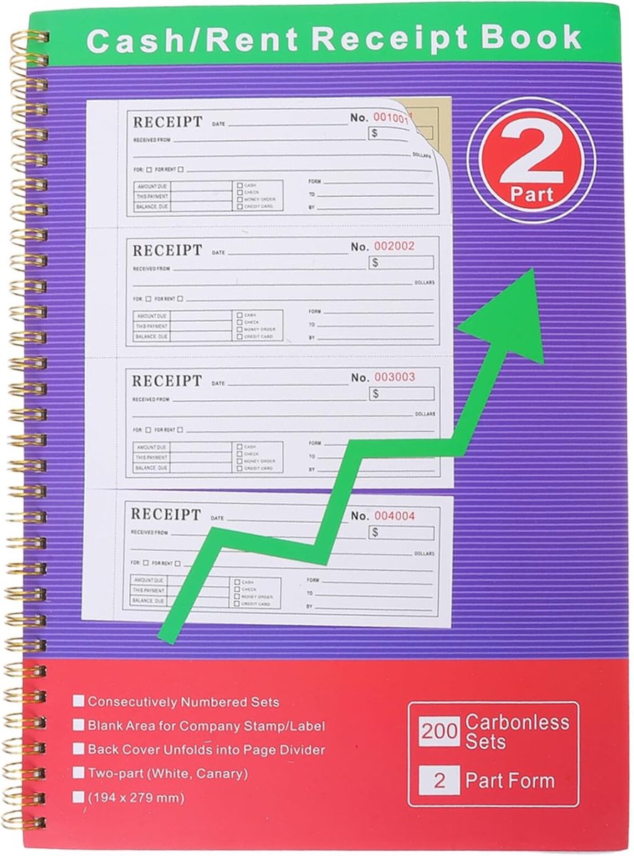 200 Sets Carbonless Business Receipt Booklet Spiral Bound For Small Business Order Tracking Cash And Rent Payments Financial Record Keeper in Minimalistisch Design